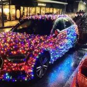 Audi Covered in 1000s of Christmas Lights Wows Welsh Shoppers