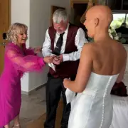 Bride with alopecia walks down aisle without wig after groom's heartfelt request
