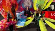 Derby Artist's Silk Carnival Costumes Shine for 300 Million at London Parade