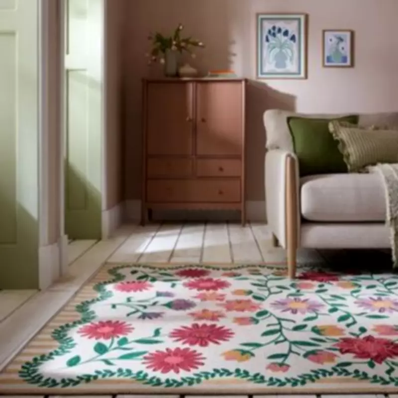 Dunelm's Vibrant Floral Scallop Rug Adds Colorful Touch to Home Decor