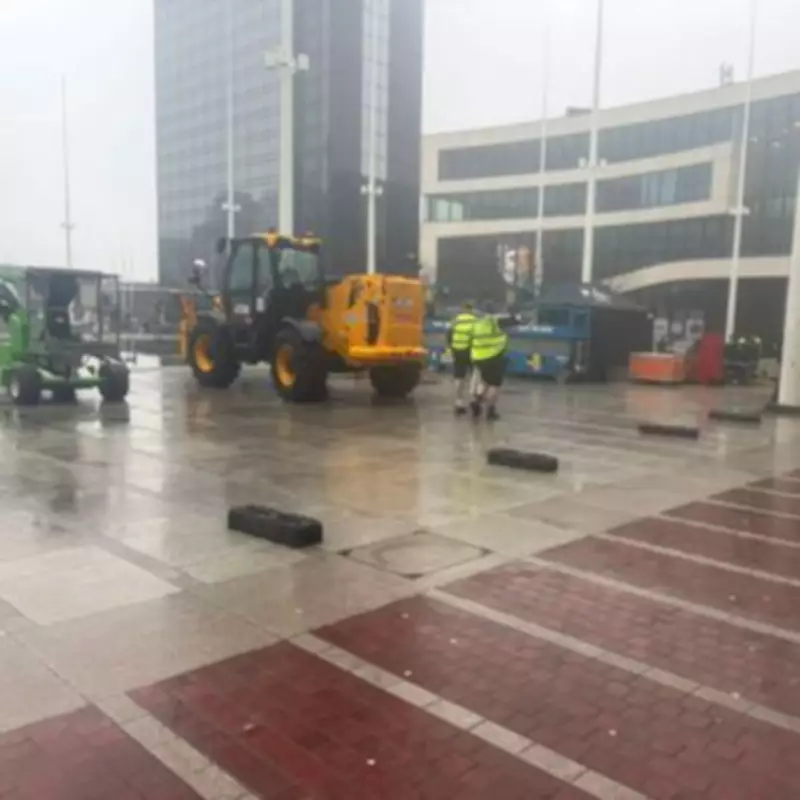 Mystery Staging Erected in Birmingham's Centenary Square Sparks Peaky Blinders Speculation