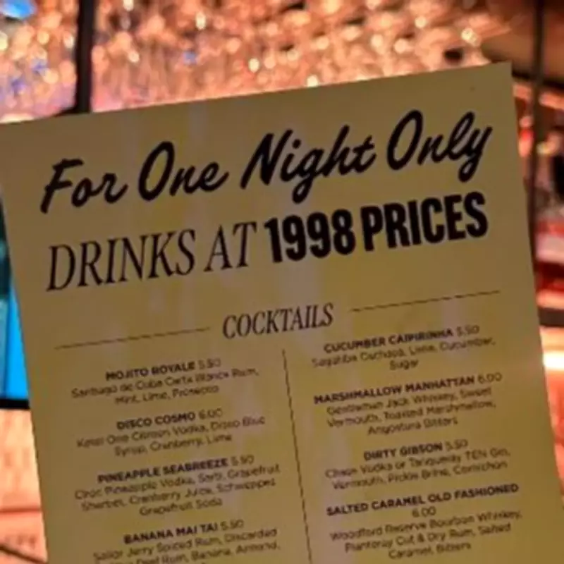 Birmingham Bar Offers 1998 Drink Prices This Weekend Only