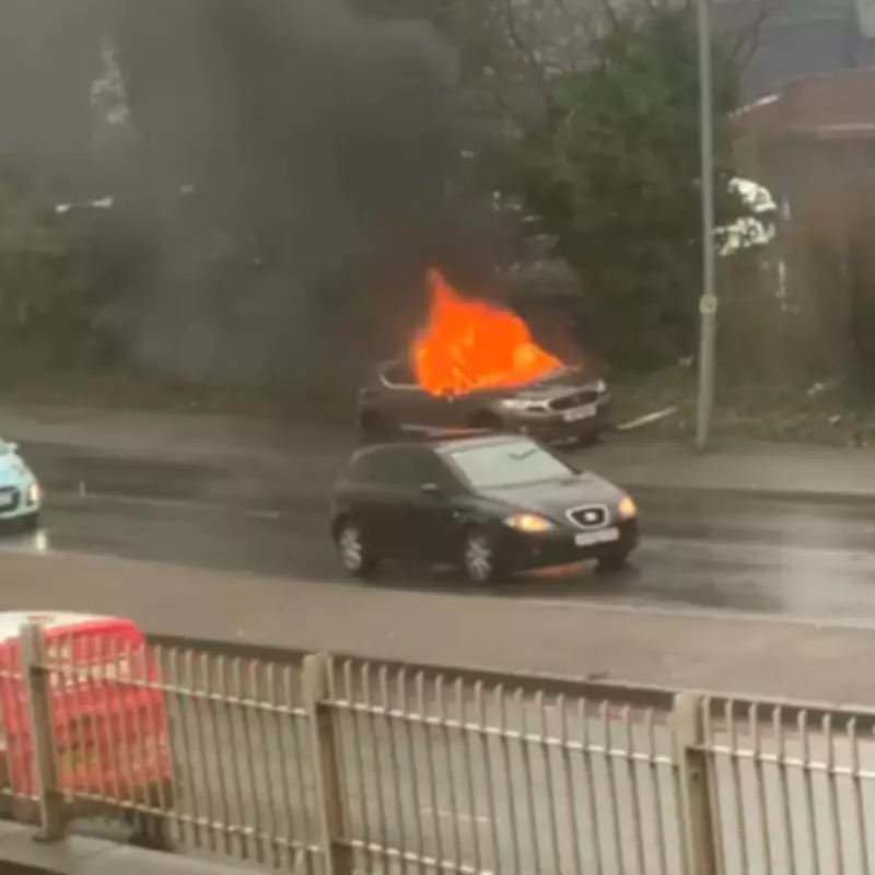 Car Fireball Closes West Bromwich Dual Carriageway, No Injuries Reported