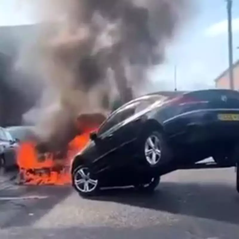 Forklift Driver Saves Cars from Blazing Audi in Birmingham Street Fire