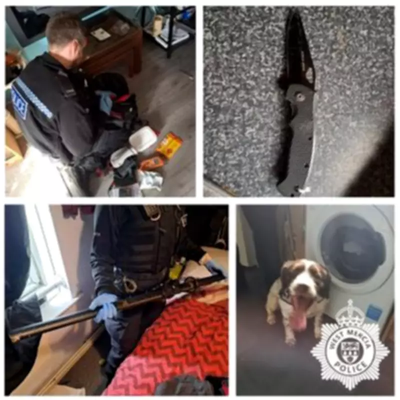 Samurai Sword and Drugs Seized in Redditch Police Raid, Three Arrested