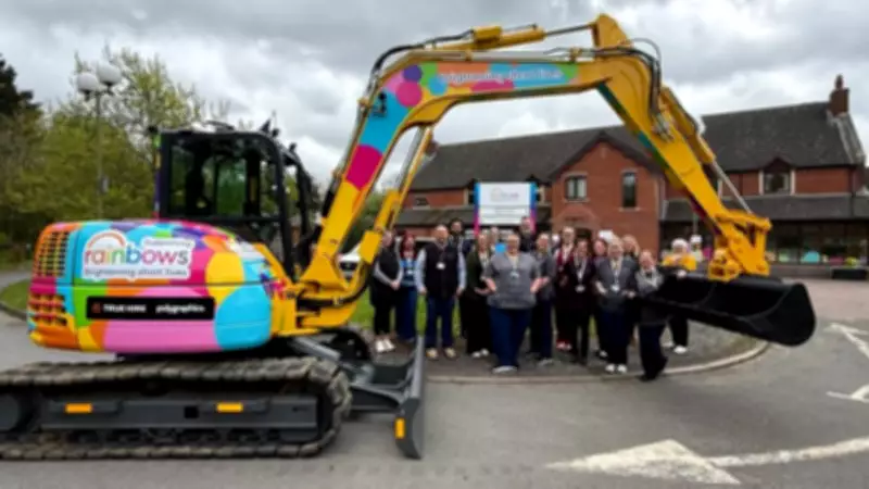 Colourful 8-Tonne Excavator Raises Funds for Rainbows Hospice