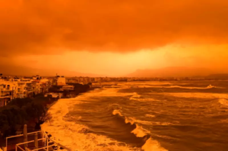 Crete Skies Turn Blood Red as Saharan Dust Storm Hits Before Easter