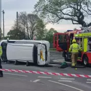 Birmingham Road Closed After Taxi Overturns in Two-Car Crash