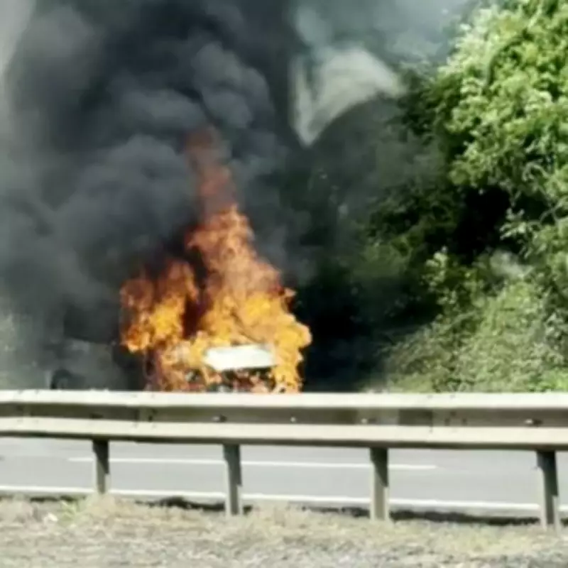 Car Engulfed in Flames on M6 in Rugby Causes Traffic Chaos