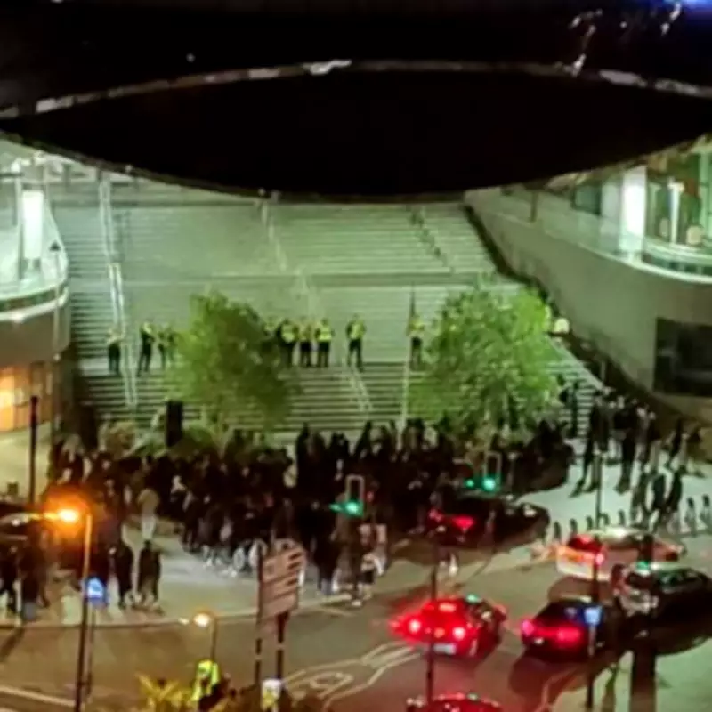 Police form ring of steel outside Birmingham New Street station after pub incident