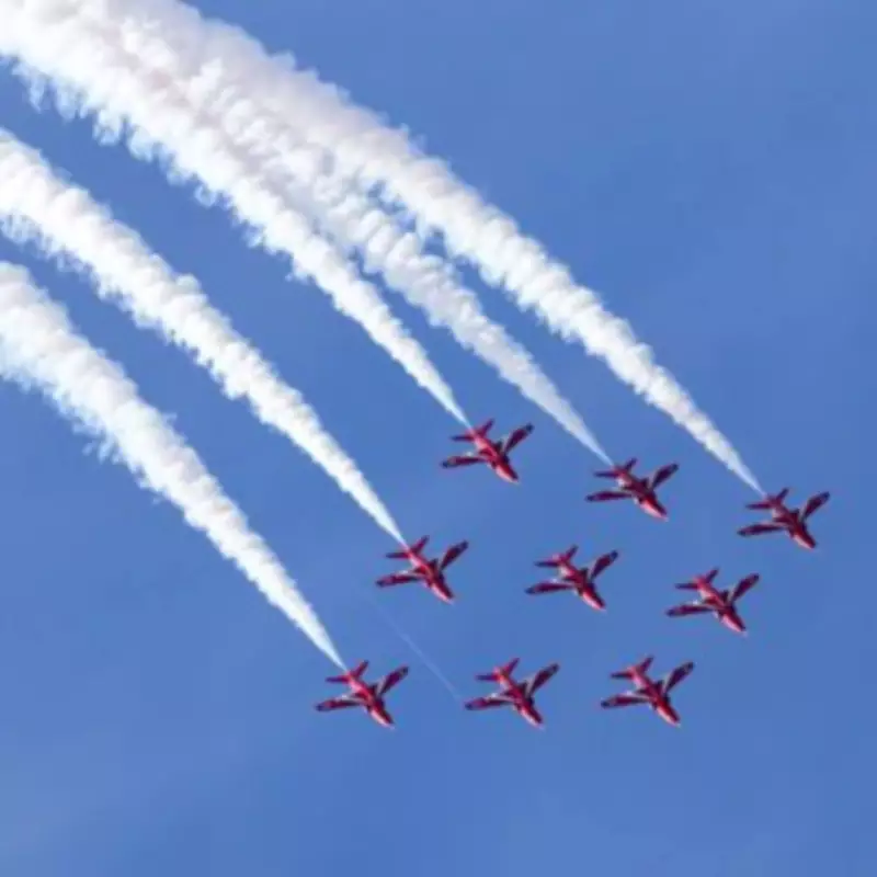 Red Arrows wow crowds with rare maneuvers at Midlands Air Festival