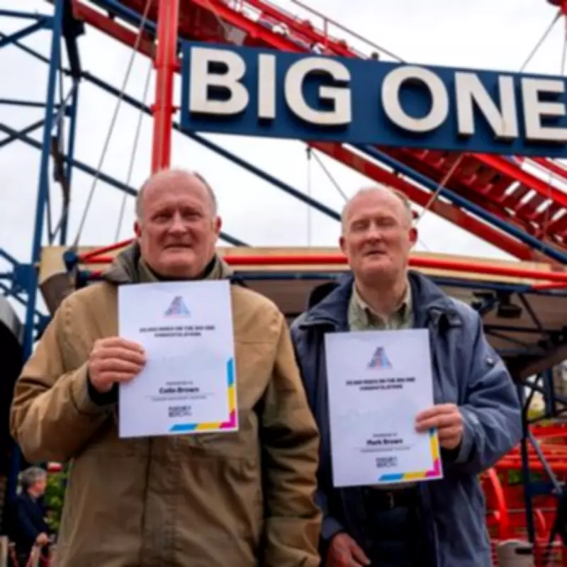 Twin brothers break British record with 20,000 Big One roller coaster rides