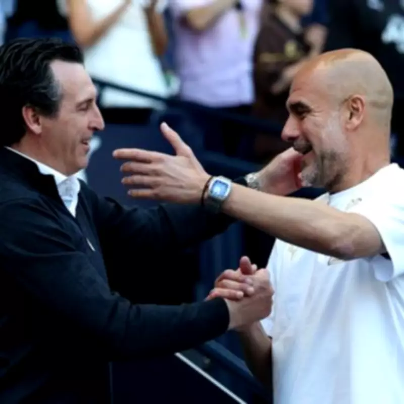 Unai Emery Gifts Pep Guardiola Aston Villa Replica Before Final Man City Match