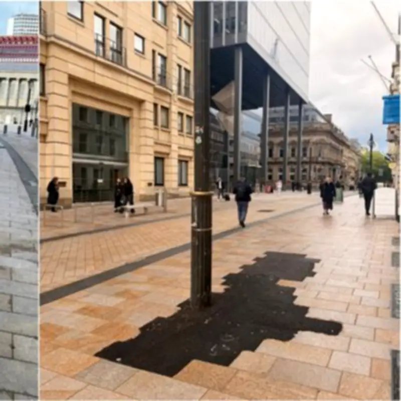 Birmingham's Colmore Row pavement restored after tarmac 'eyesore'