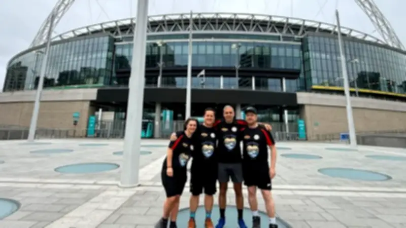 Football Coaches Walk from Wembley to Dunton Bassett for Charity