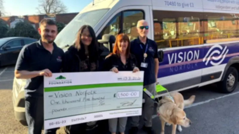 Norfolk Sight Loss Charity Receives £1,500 Donation from Housebuilder for 220th Anniversary
