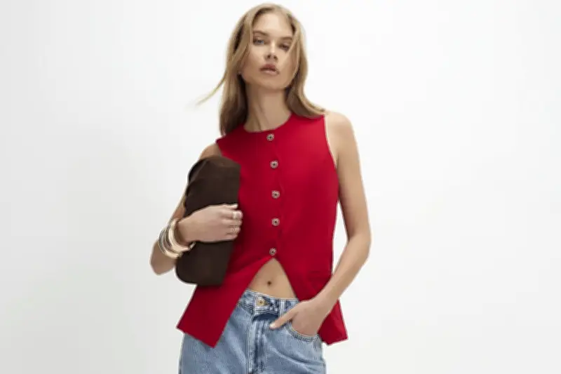 River Island Red Sleeveless Scallop Trim Waistcoat: A Must-Have