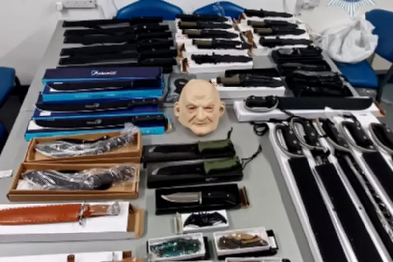Sinister Mask and 40 Zombie Knives Found Near M6 in Birmingham