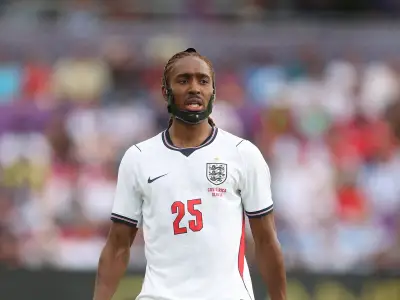 Djed Spence Wearing Protective Jaw Guard for England at World Cup 2026