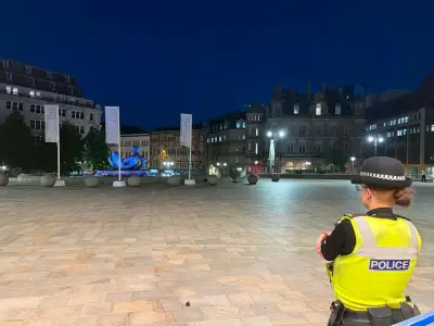 Victoria Square in Birmingham Sealed Off by Police with Helicopter Overhead