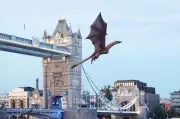 House of the Dragon's Syrax Dragon Soars Over Tower of London